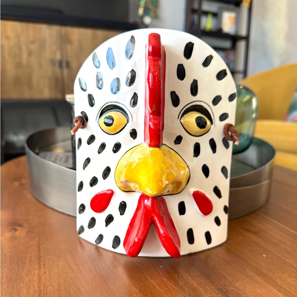 Taste Seller Sigma Colorful Ceramic Chicken Mask Wall Art